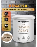 Краска фасадная износостойкая для наружных и внутренних работ PROFIPAINTS ECO FACADE ACRYL 9л, RAL-1019
