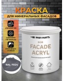 Краска фасадная износостойкая для наружных и внутренних работ PROFIPAINTS ECO FACADE ACRYL 9л, RAL-7024