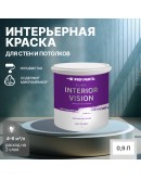 Краска водоэмульсионная для стен и потолков износостойкая матовая Profipaints SILVER INTERIOR VISION 0.9л, Белая