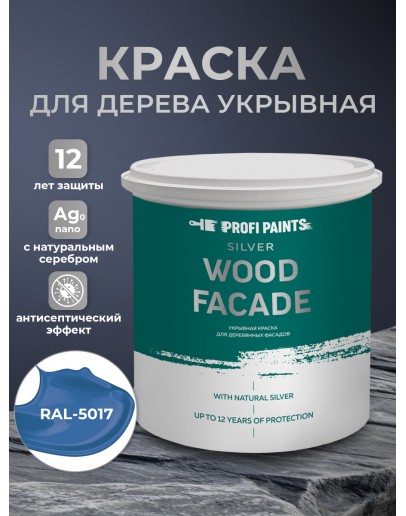 Краска по дереву акриловая для фасадов и внутренних работ PROFIPAINTS SILVER WOOD FACADE 0.9л, RAL-5017