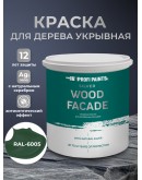 Краска по дереву акриловая для фасадов и внутренних работ PROFIPAINTS SILVER WOOD FACADE 0.9л, RAL-6005