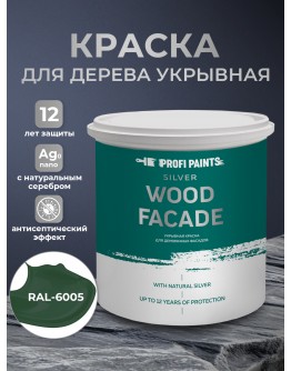 Краска по дереву акриловая для фасадов и внутренних работ PROFIPAINTS SILVER WOOD FACADE 9л , RAL-6005