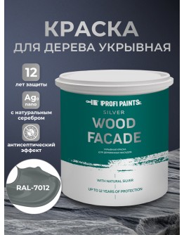 Краска по дереву акриловая для фасадов и внутренних работ PROFIPAINTS SILVER WOOD FACADE 9л , RAL-7012