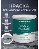 Краска по дереву акриловая для фасадов и внутренних работ PROFIPAINTS SILVER WOOD FACADE 0.9л, RAL-7046