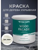 Краска по дереву акриловая для фасадов и внутренних работ PROFIPAINTS SILVER WOOD FACADE 9л, RAL-9001